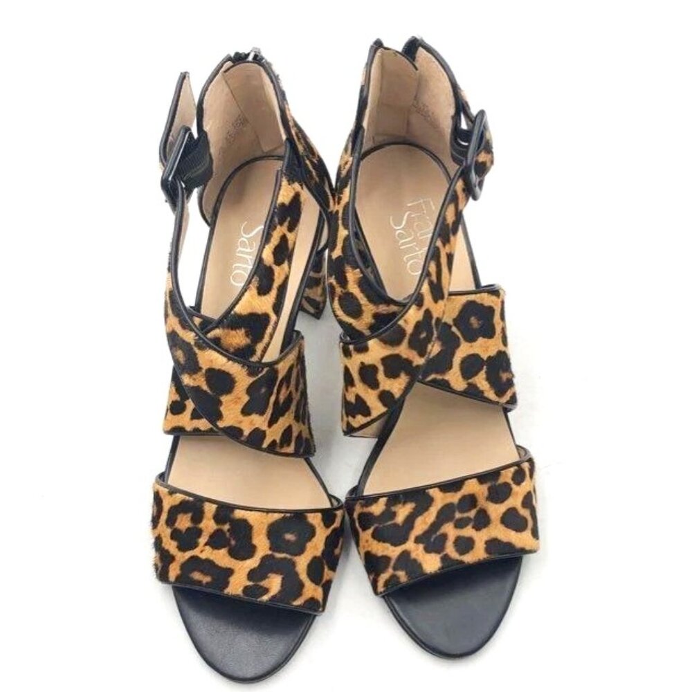 Franco Sarto Women's Cheetah Print Strappy Block Heels - Size 8.5M